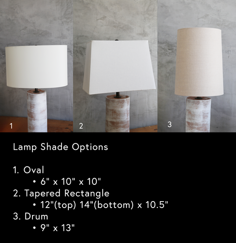 Lamp Shade options, including oval, a tapered rectangle, and a tall drum shape