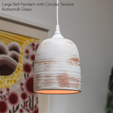 Large Ceramic Circular Bell Pendant Buttermilk