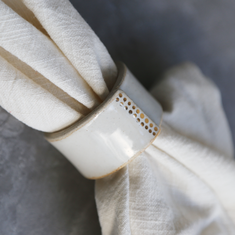 Dorado Ceramic Napkin Ring in use
