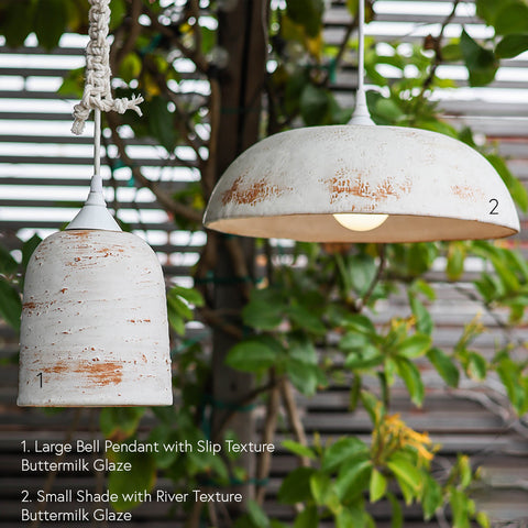 Ceramic Slip Bell Pendant and Shade River Pendant
