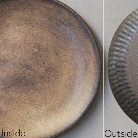 Brown Leather Matte Inside/ Moonshadow Outside of Progress Cafe Plate