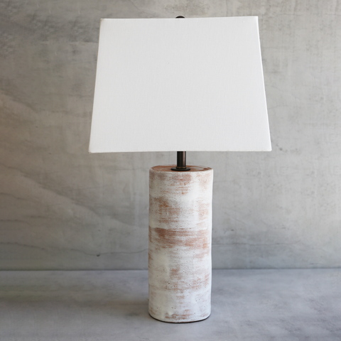 Handmade Rustic Table Lamp made with a red clay and glazed in MMclay Buttermilk glaze