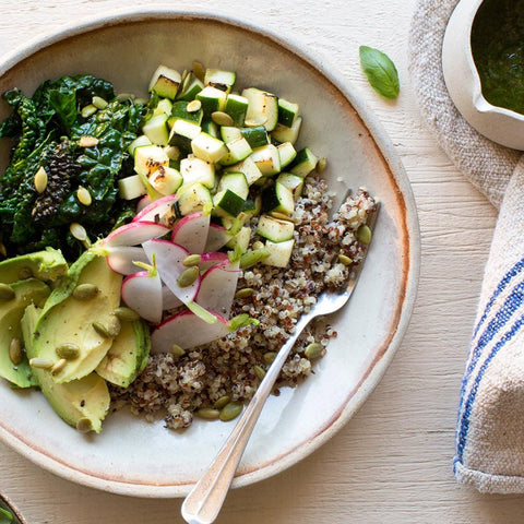 Workshop Pasta Bowl with Greens and Quinoa