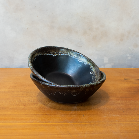 Small stack of Onyx Small Soup Bowls