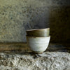 Stacked Progress Rice Bowls displayed with dramatic lighting on a rocky earthy surface