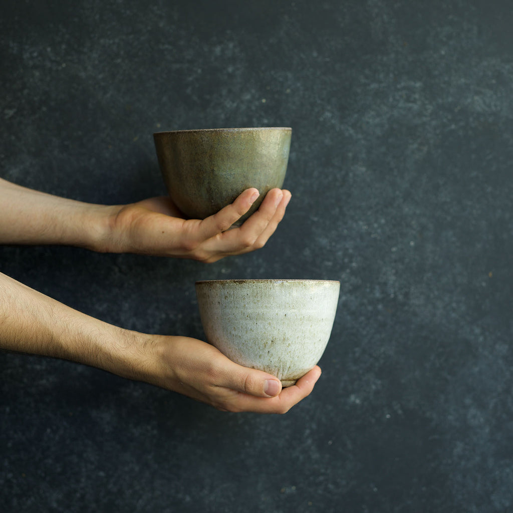Two hands holding Progress Rice Bowls
